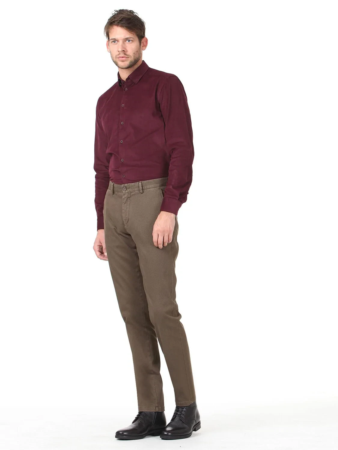 Bej Baskılı Dokuma Regular Fit Casual Pamuk Karışımlı Pantolon - 1