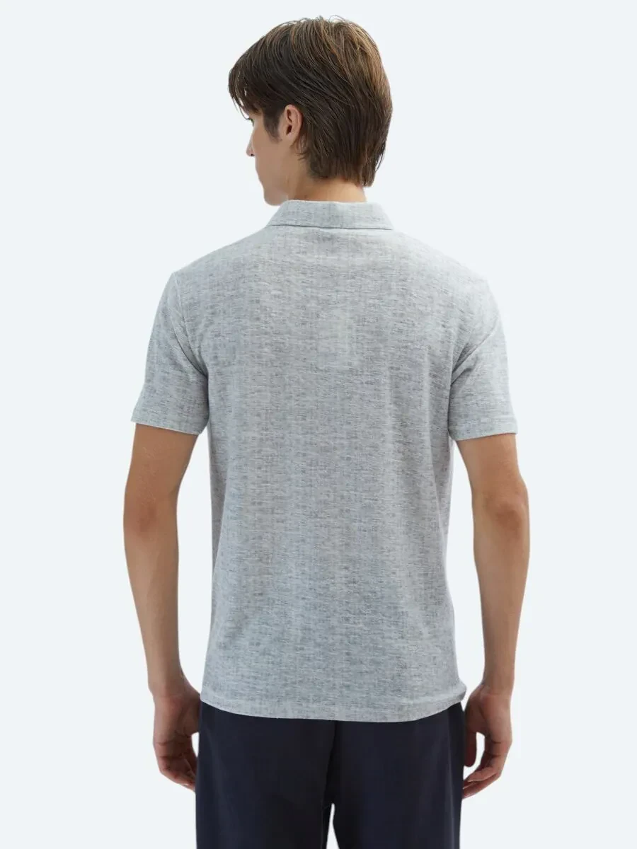 Bej Baskılı Polo Yaka Pamuk Karışımlı T-Shirt - 5