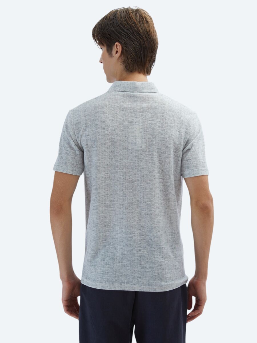Bej Baskılı Polo Yaka Pamuk Karışımlı T-Shirt - 5