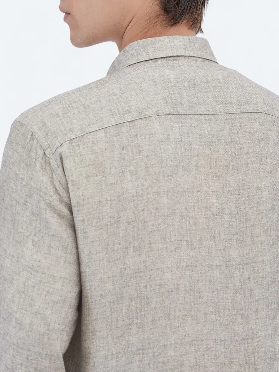 Bej Baskılı Regular Fit Dokuma Casual Gömlek - 4