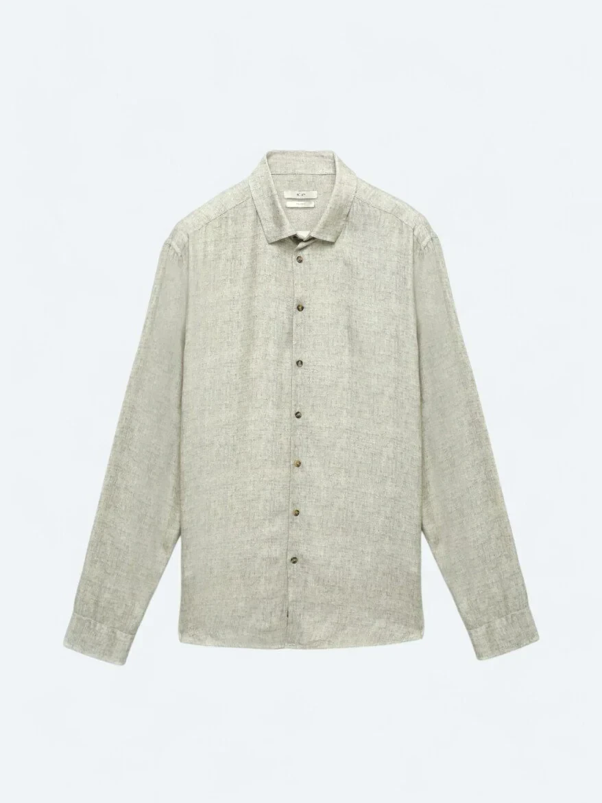 Bej Baskılı Regular Fit Dokuma Casual Gömlek - 6