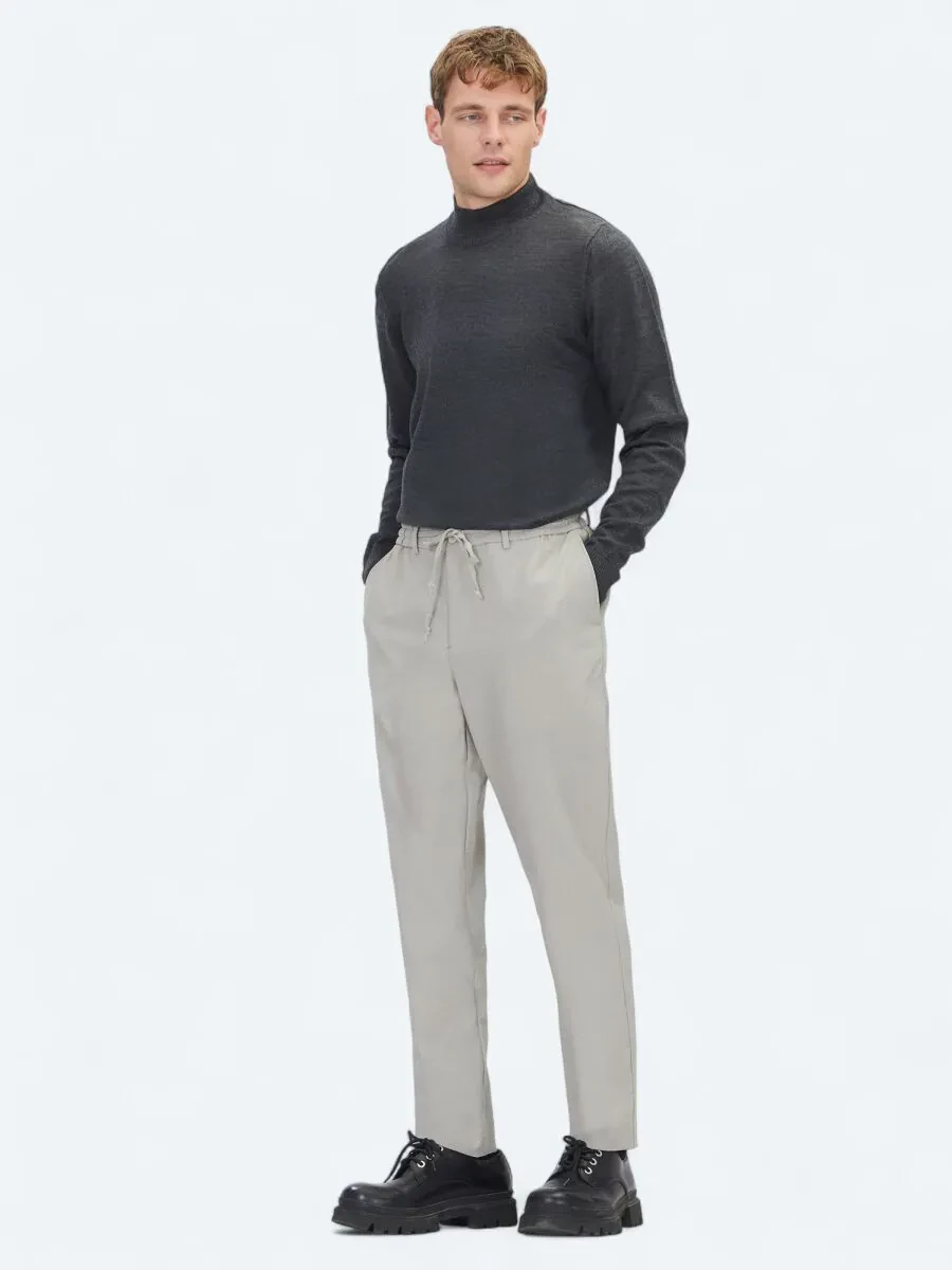 Bej Çizgili Dokuma Jogging Fit Casual Pantolon - 1