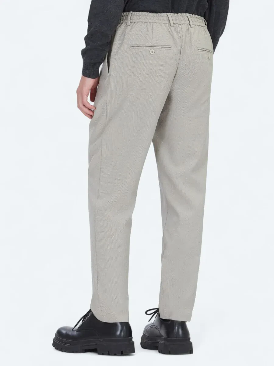 Bej Çizgili Dokuma Jogging Fit Casual Pantolon - 5