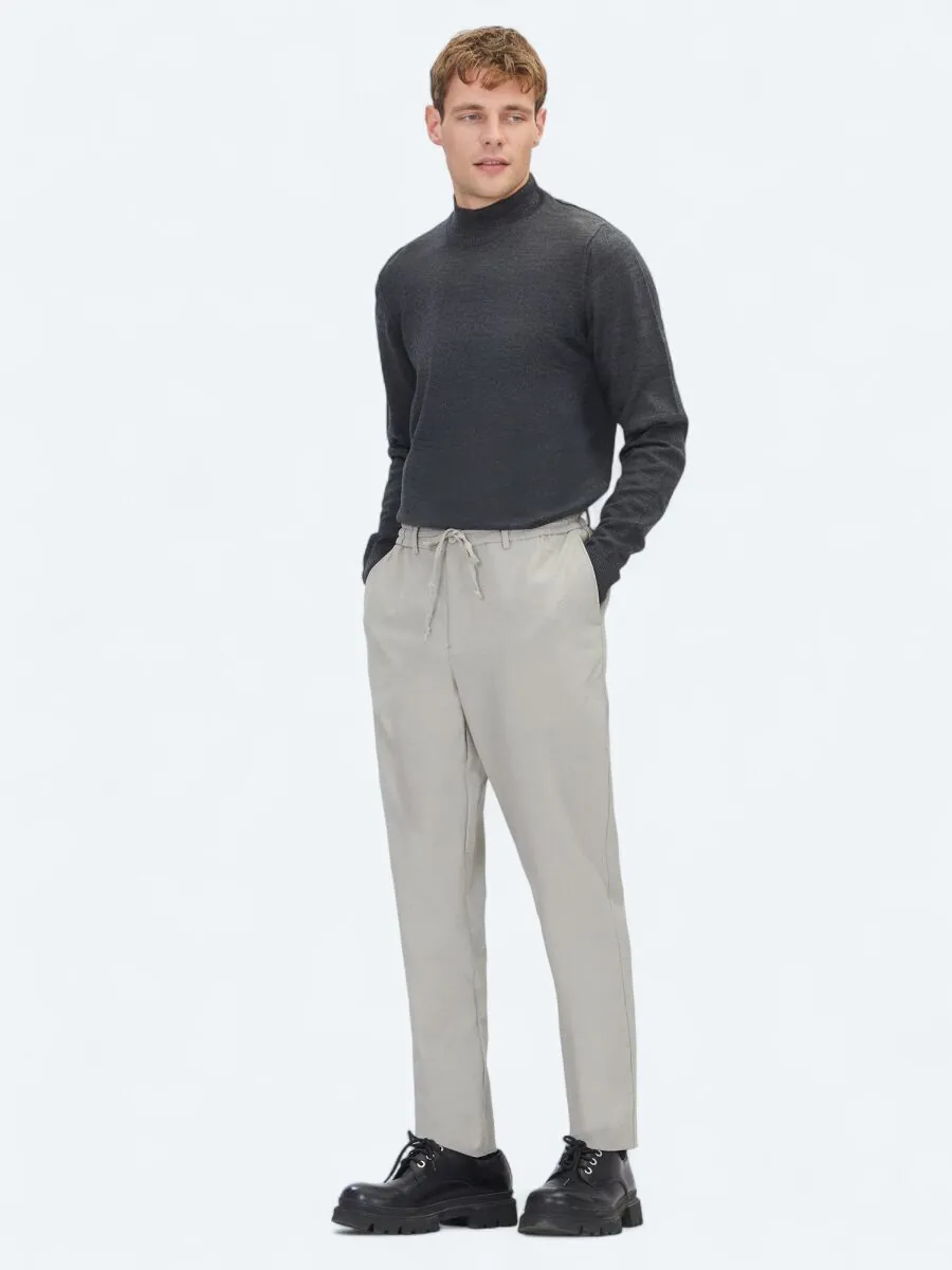 Bej Çizgili Dokuma Jogging Fit Casual Pantolon - 1