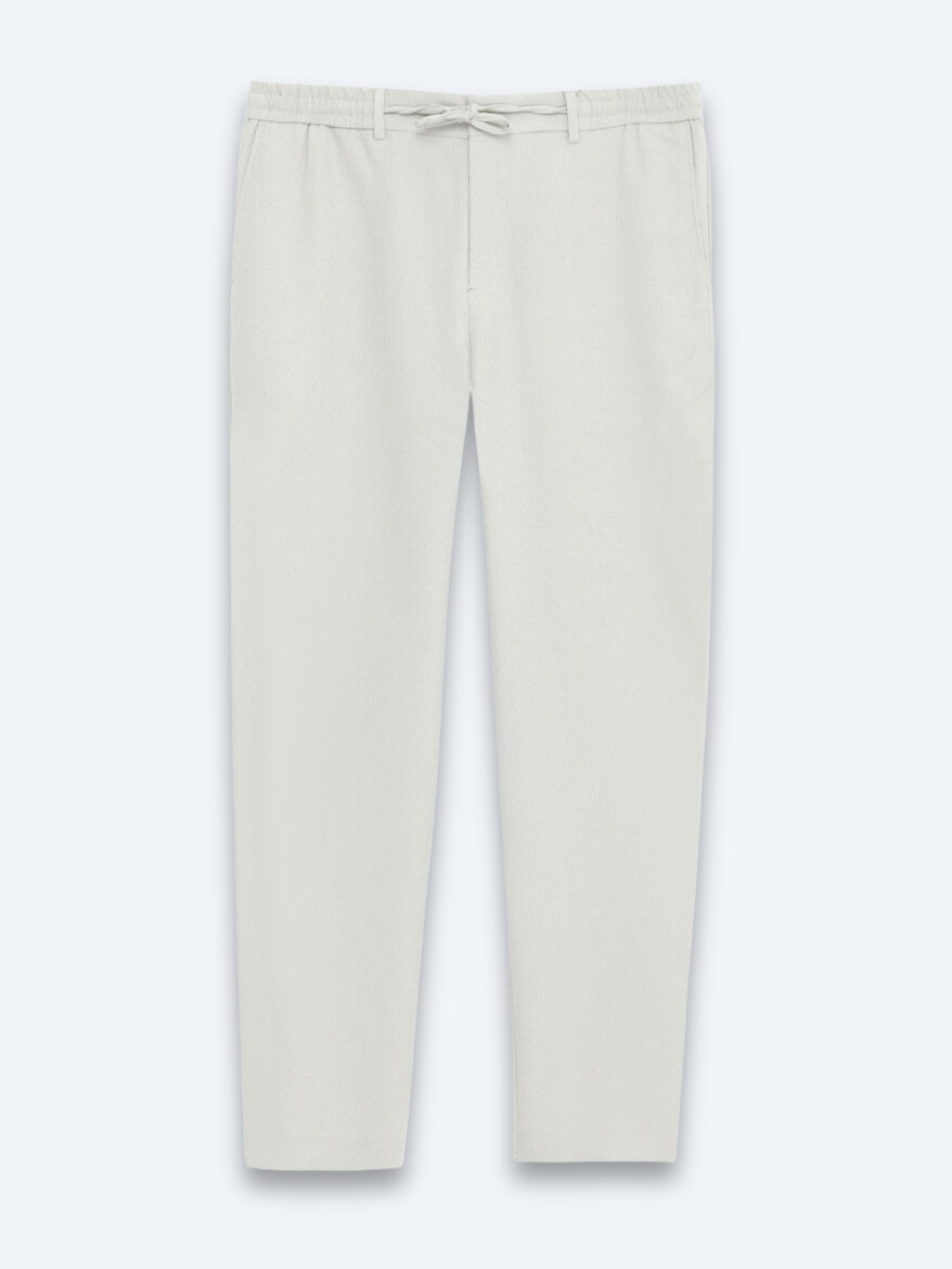 Bej Çizgili Dokuma Jogging Fit Casual Pantolon - 6