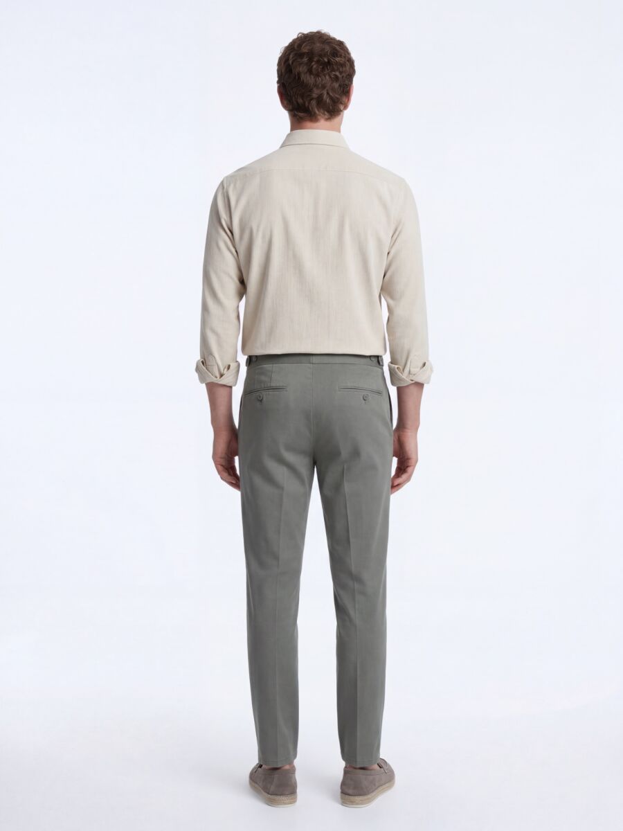 Bej Çizgili Regular Fit Uzun Dokuma Casual Gömlek - 5