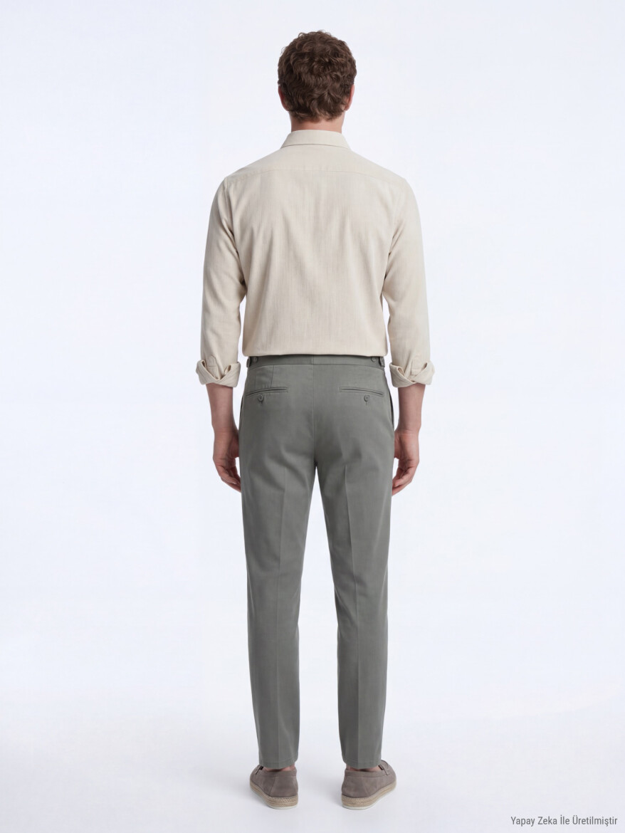 Bej Çizgili Regular Fit Uzun Dokuma Casual Gömlek - 5