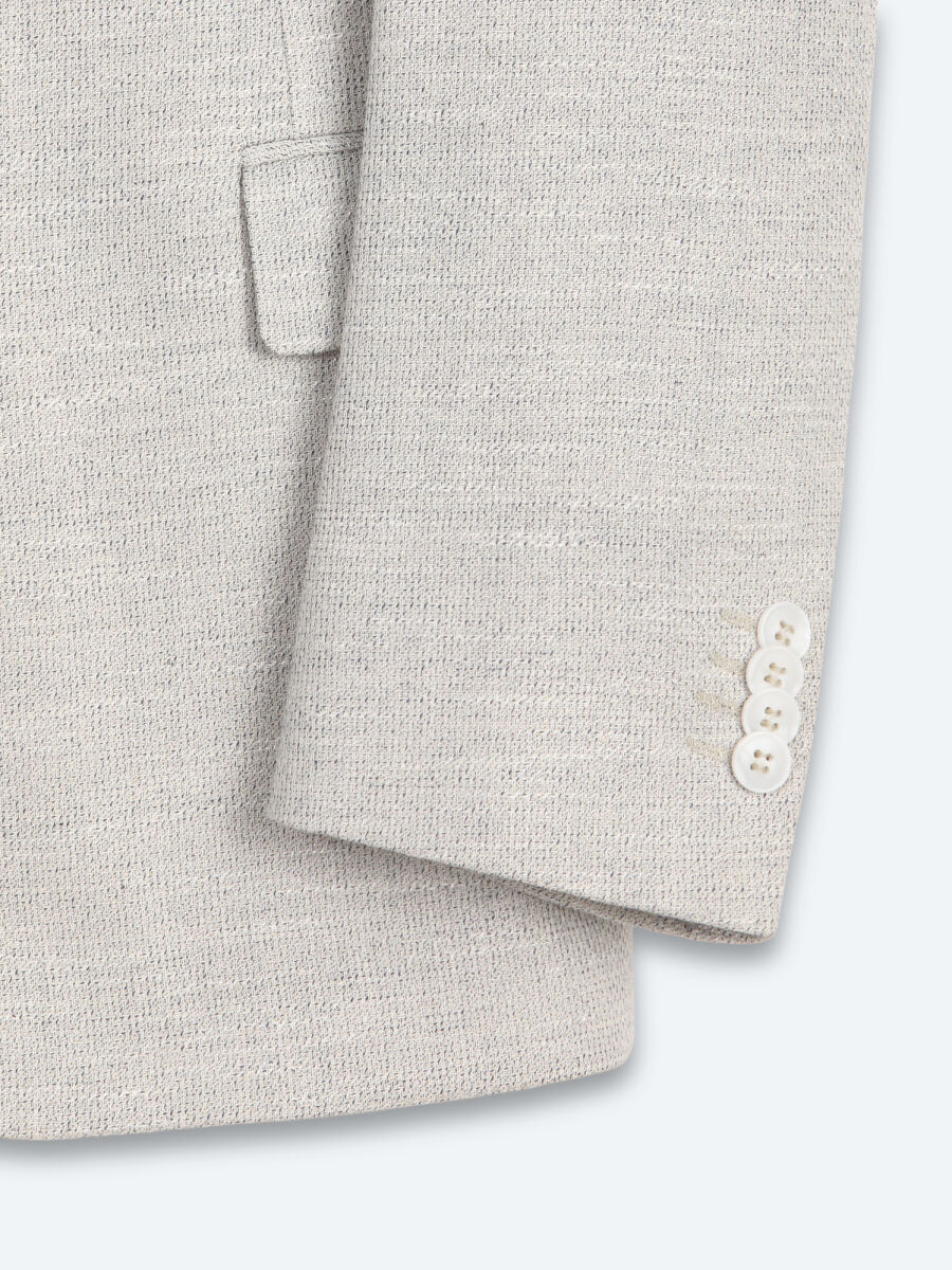 Bej Desenli Modern Fit Keten Karışımlı Ceket - 10
