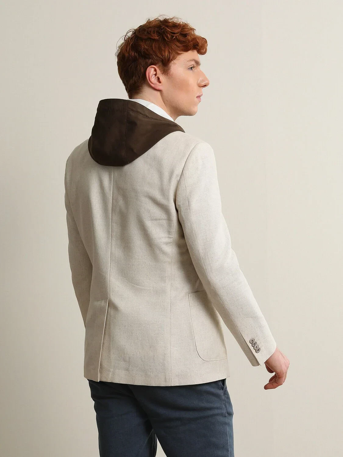 Bej Desenli Modern Fit Pamuk Karışımlı Ceket - 5