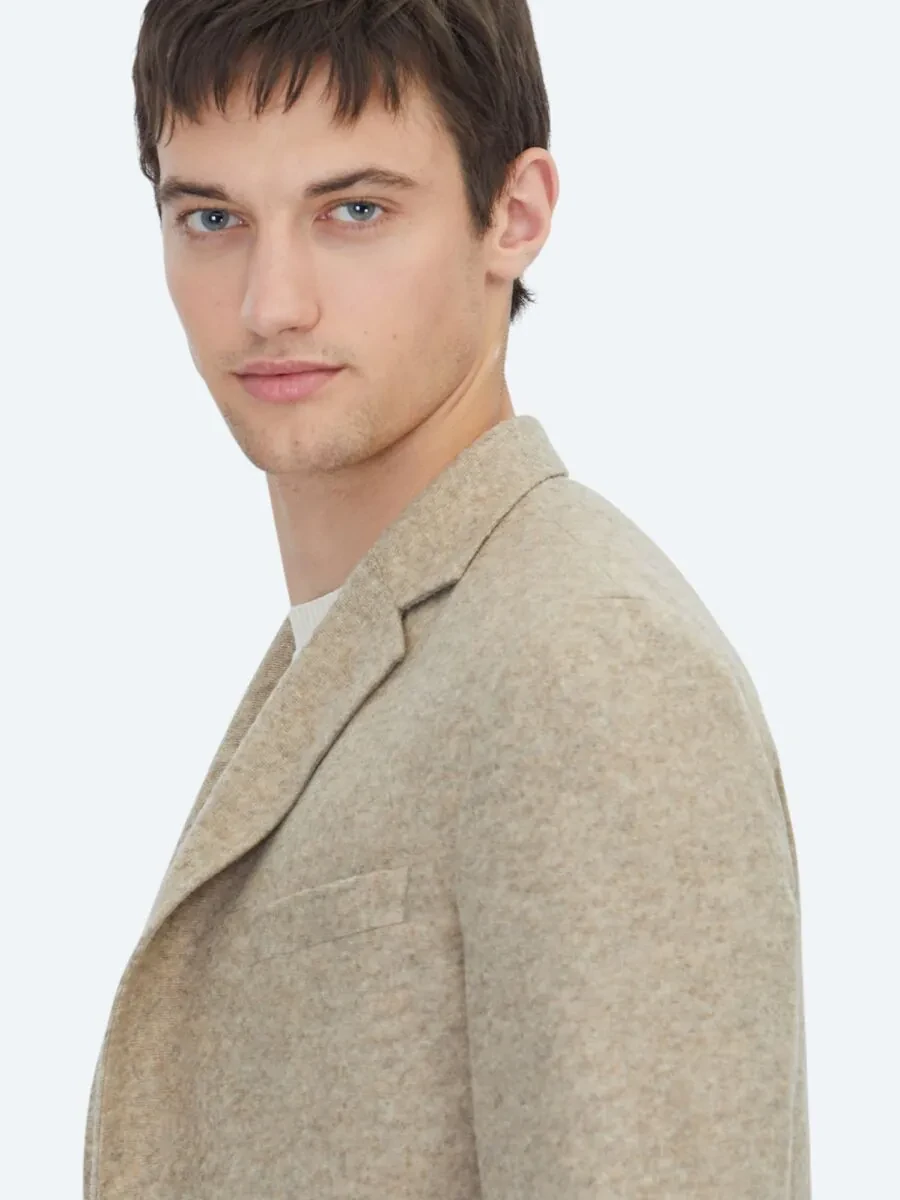 Bej Desenli Modern Fit Yün Karışımlı Örme Ceket - 5