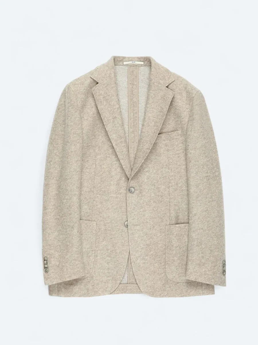 Bej Desenli Modern Fit Yün Karışımlı Örme Ceket - 7