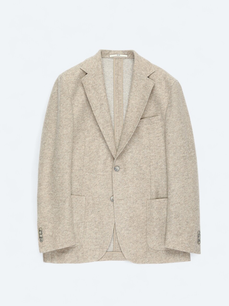 Bej Desenli Modern Fit Yün Karışımlı Örme Ceket - 7