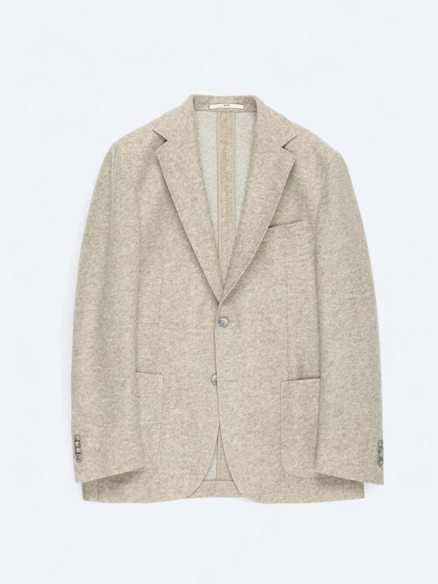 Bej Desenli Modern Fit Yün Karışımlı Örme Ceket - 7