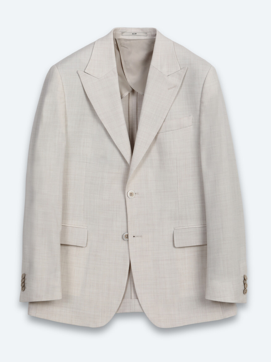 Bej Desenli Modern Fit Yün Karışımlı Takım Elbise - 6