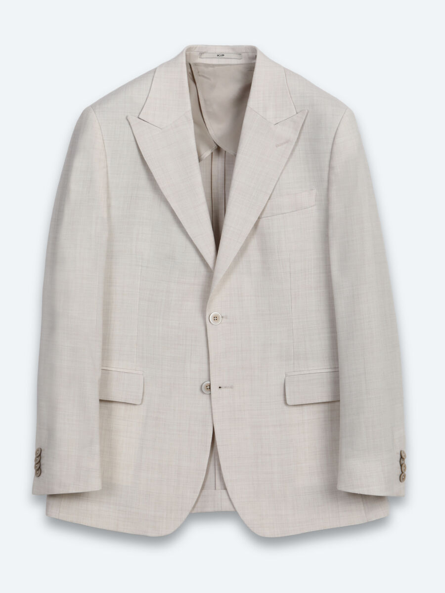 Bej Desenli Modern Fit Yün Karışımlı Takım Elbise - 6