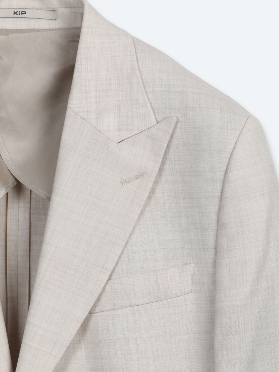 Bej Desenli Modern Fit Yün Karışımlı Takım Elbise - 8