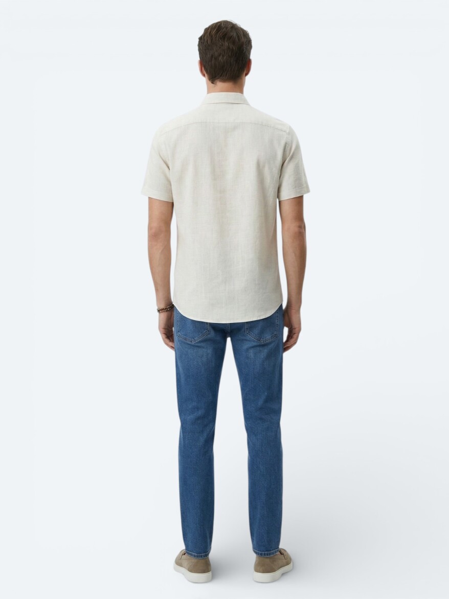 Bej Desenli Regular Fit Casual Gömlek - 5