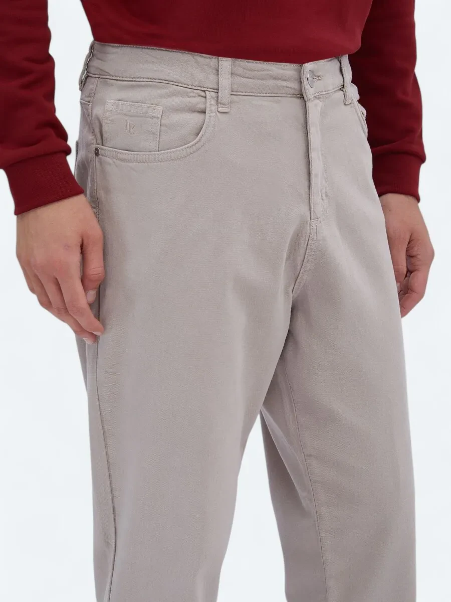 Bej Dokuma Carrot Fit Casual Pamuk Karışımlı Pantolon - 4
