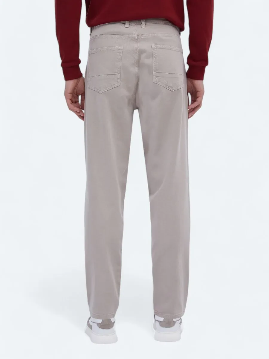 Bej Dokuma Carrot Fit Casual Pamuk Karışımlı Pantolon - 5