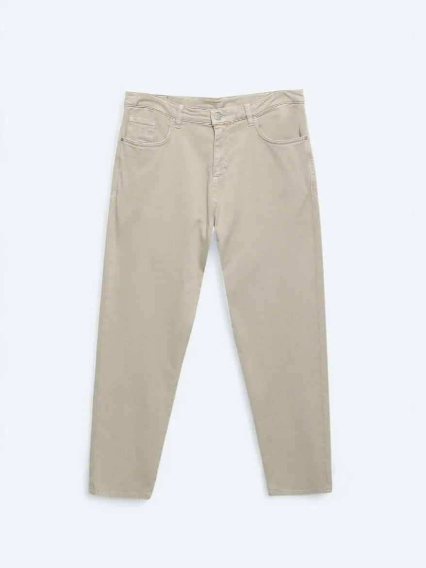 Bej Dokuma Carrot Fit Casual Pamuk Karışımlı Pantolon - 6