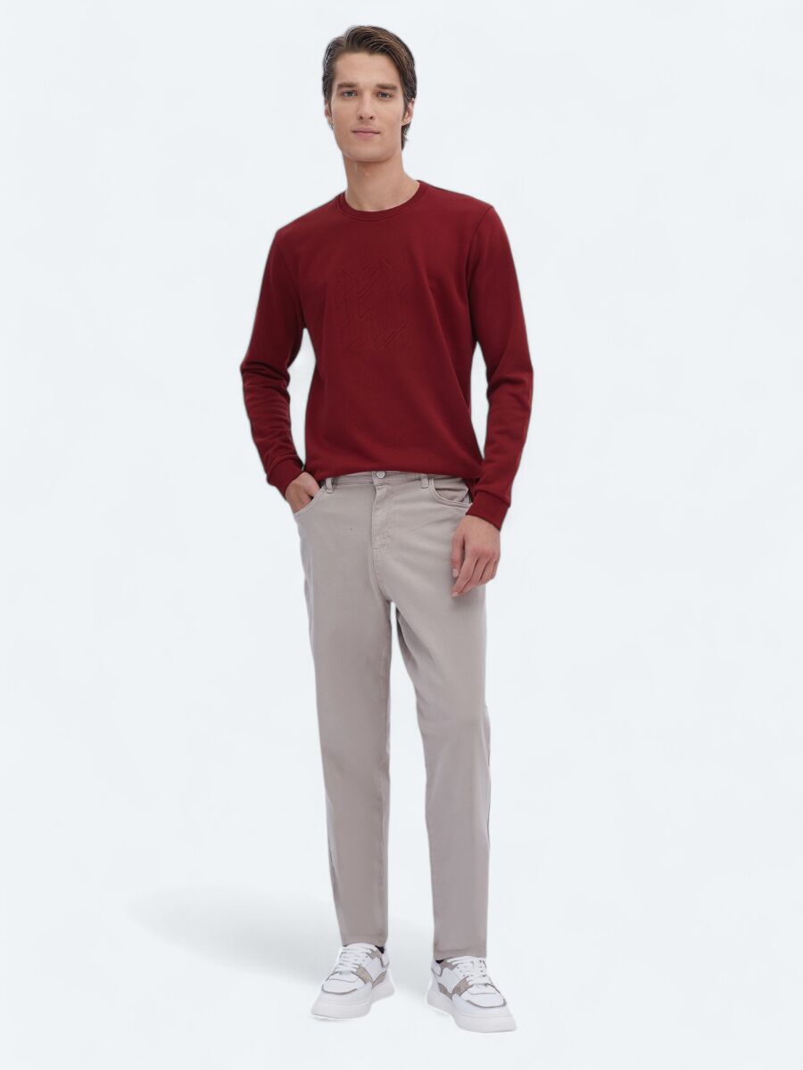 Bej Dokuma Carrot Fit Casual Pamuk Karışımlı Pantolon - 1