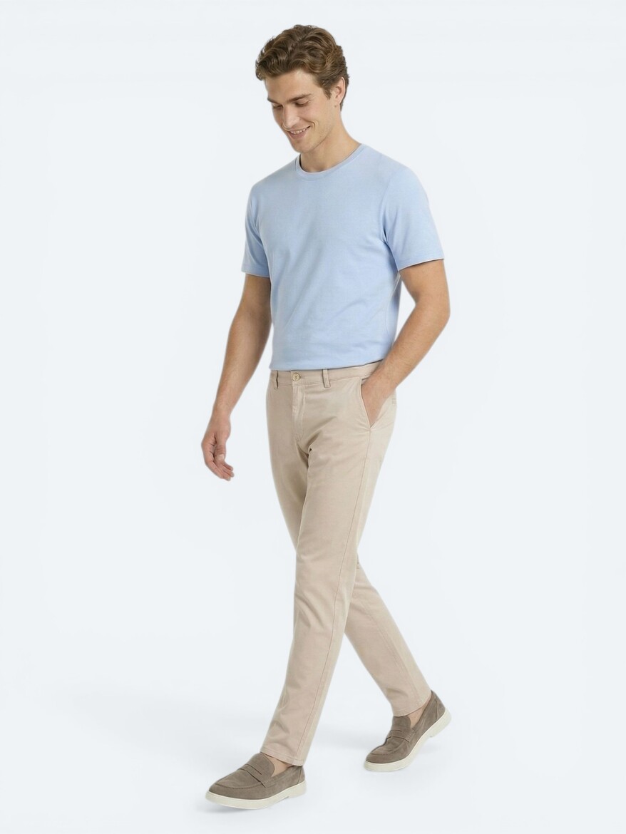 Bej Dokuma Jogging Fit Casual Pamuk Karışımlı Pantolon - 3