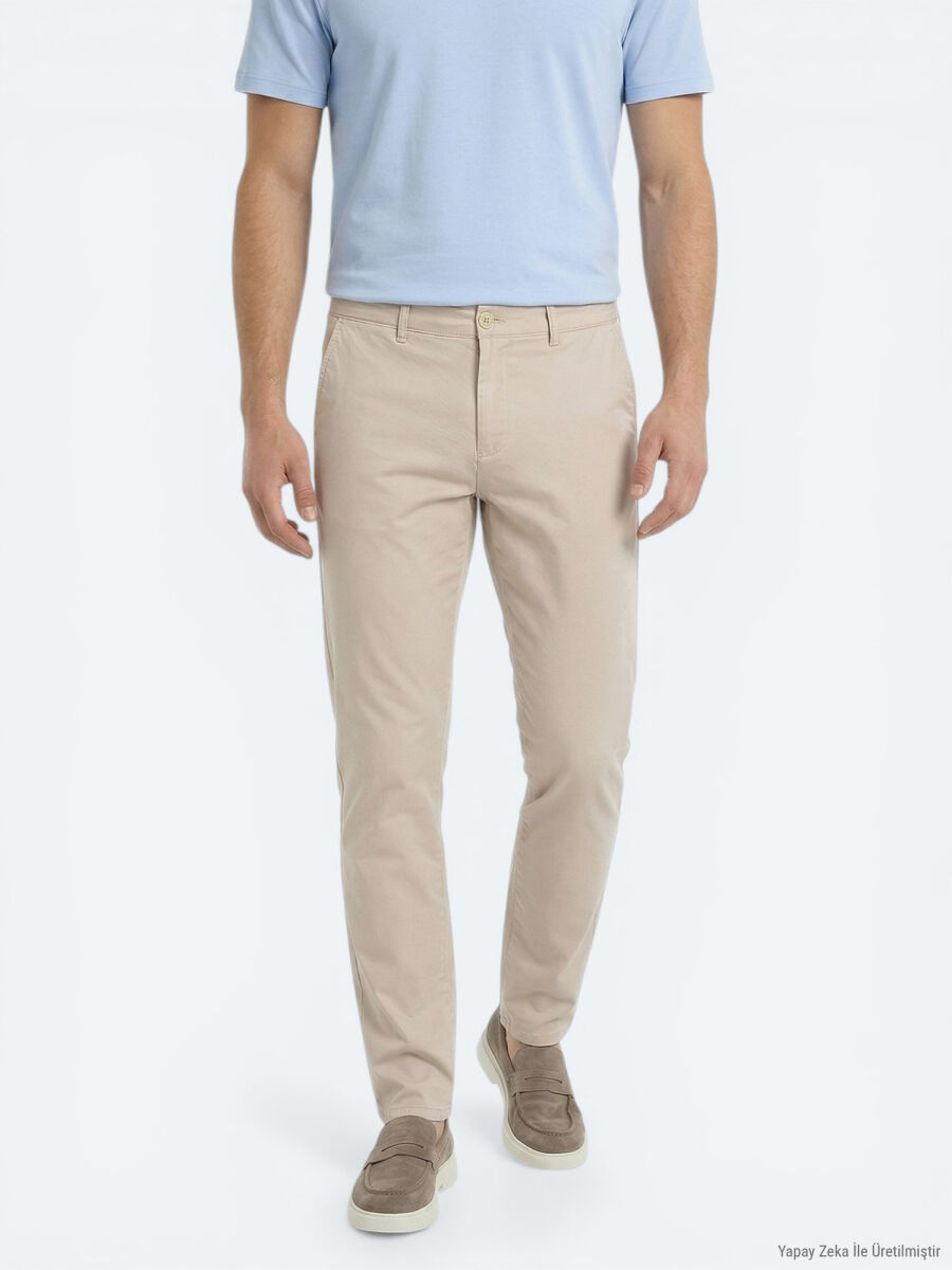 Bej Dokuma Jogging Fit Casual Pamuk Karışımlı Pantolon - 2