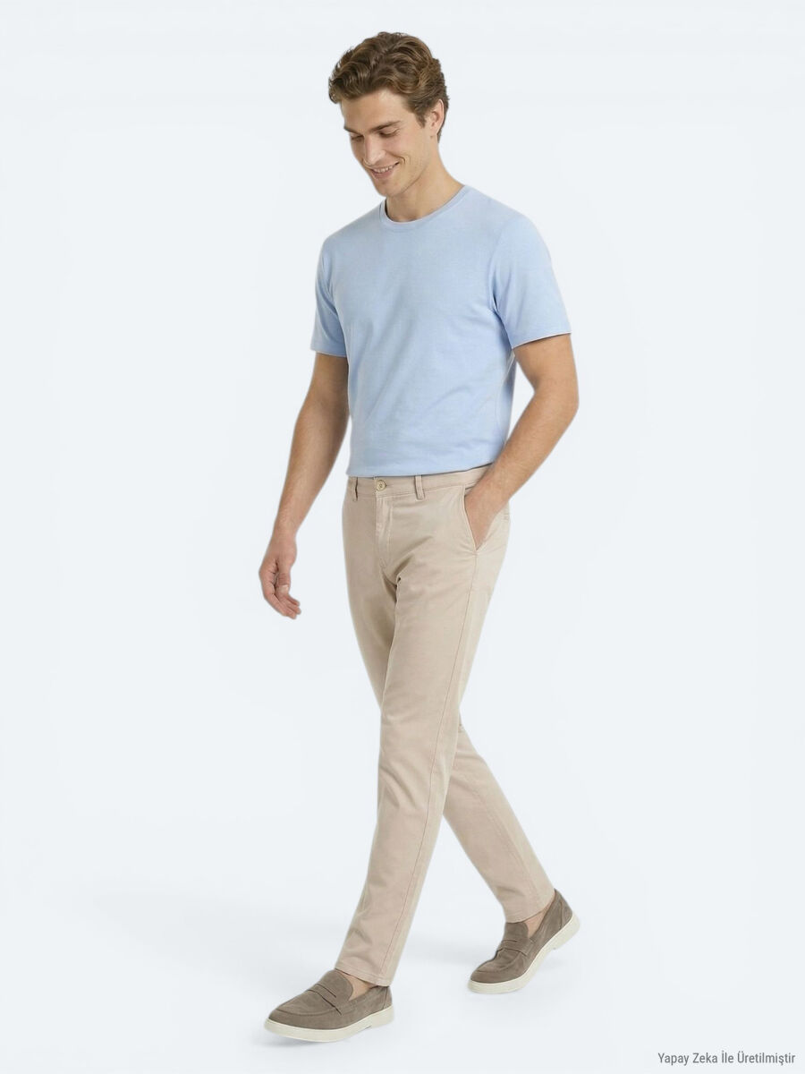 Bej Dokuma Jogging Fit Casual Pamuk Karışımlı Pantolon - 3