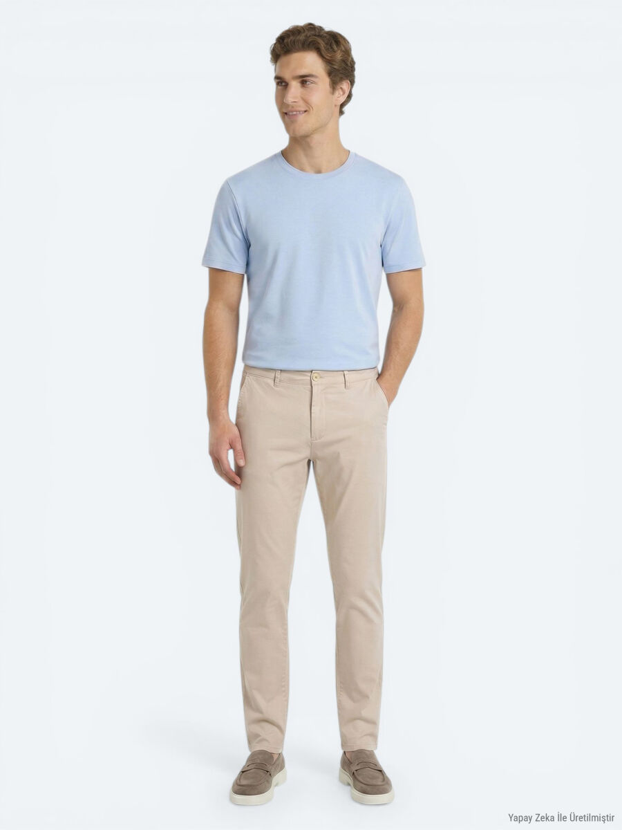 Bej Dokuma Jogging Fit Casual Pamuk Karışımlı Pantolon - 4