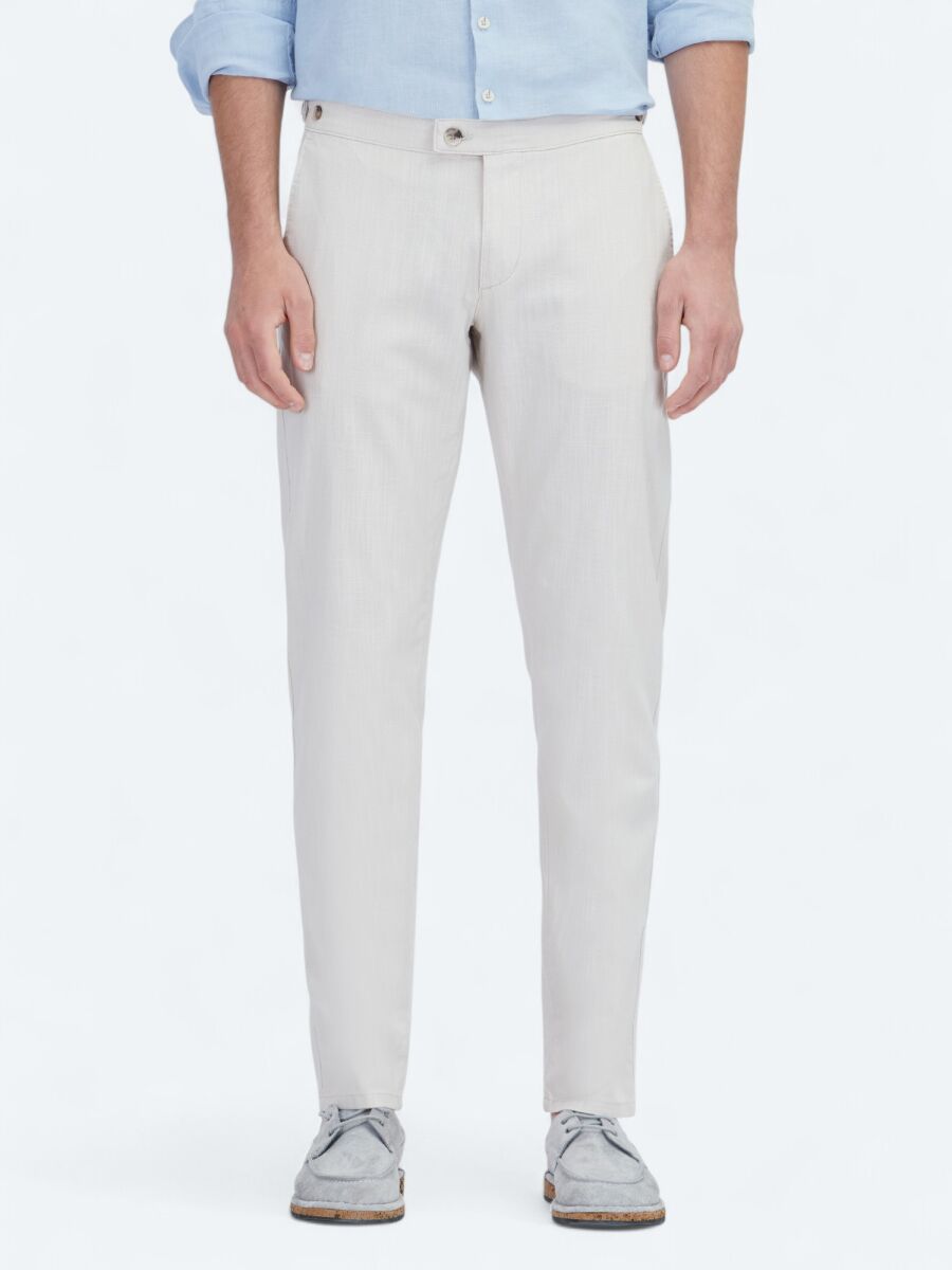 Bej Dokuma Fitted Fit Smart Casual Pamuk Karışımlı Pantolon - 2