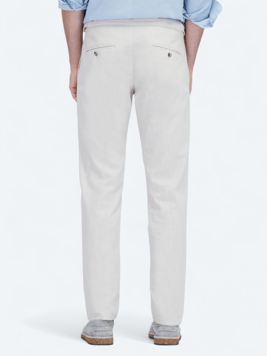 Bej Dokuma Fitted Fit Smart Casual Pamuk Karışımlı Pantolon - 6