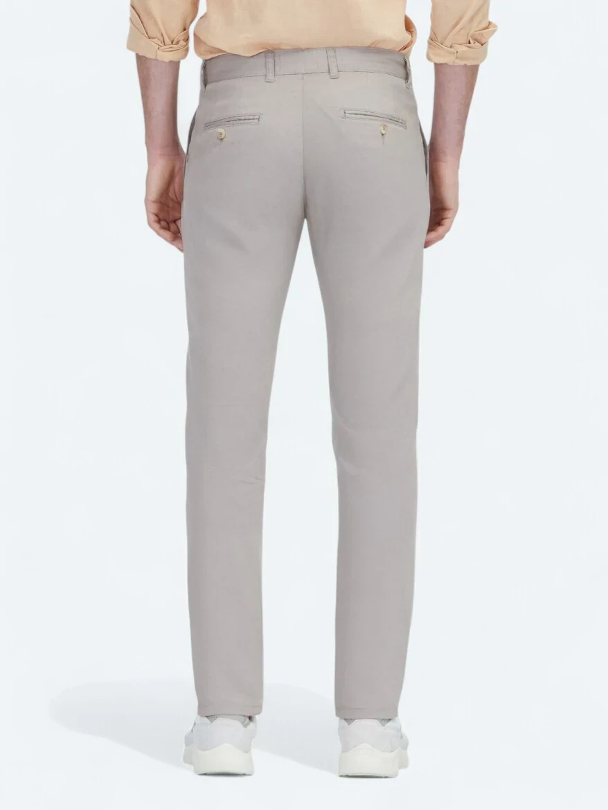 Bej Dokuma Regular Fit Casual Pamuk Karışımlı Pantolon 