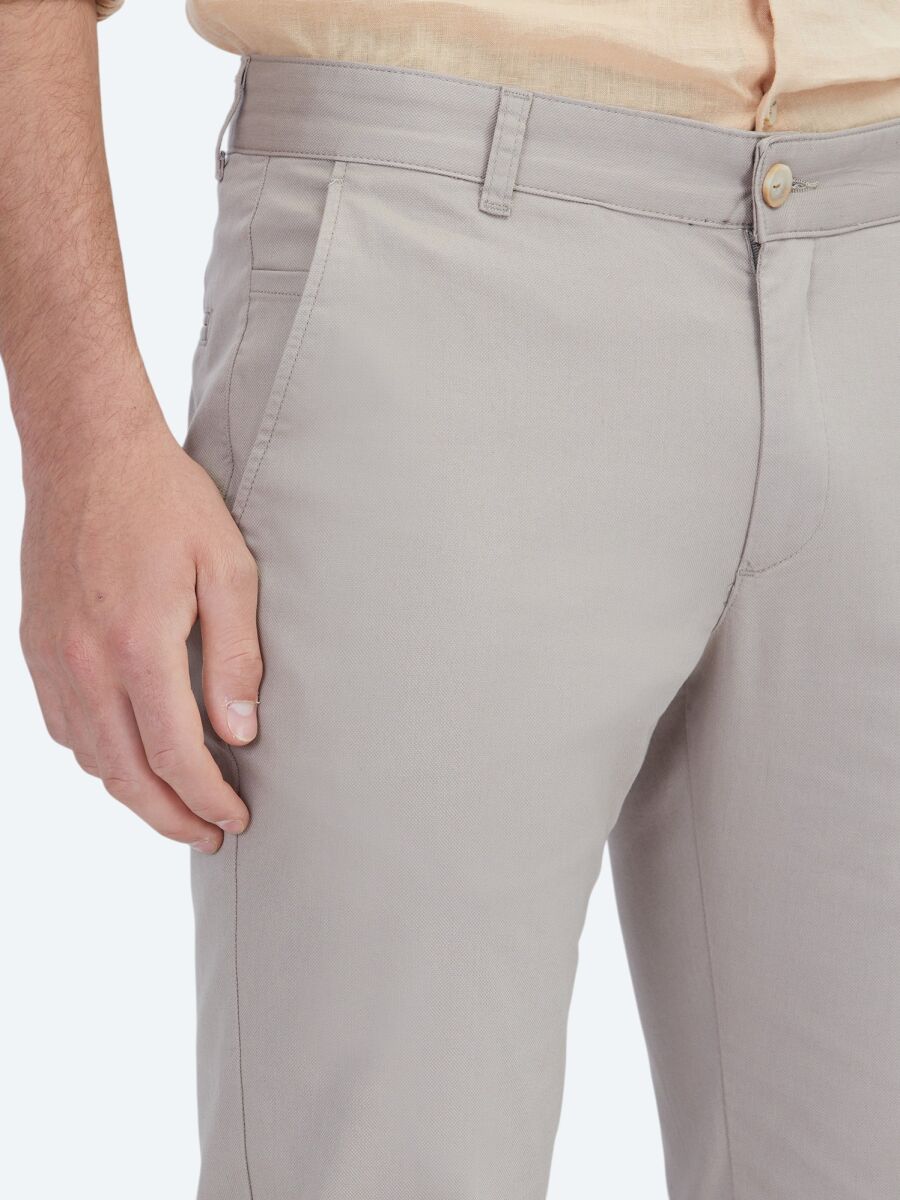 Bej Dokuma Regular Fit Casual Pamuk Karışımlı Pantolon - 3