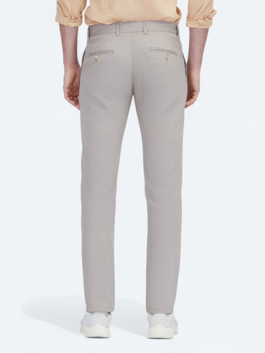 Bej Dokuma Regular Fit Casual Pamuk Karışımlı Pantolon - 4