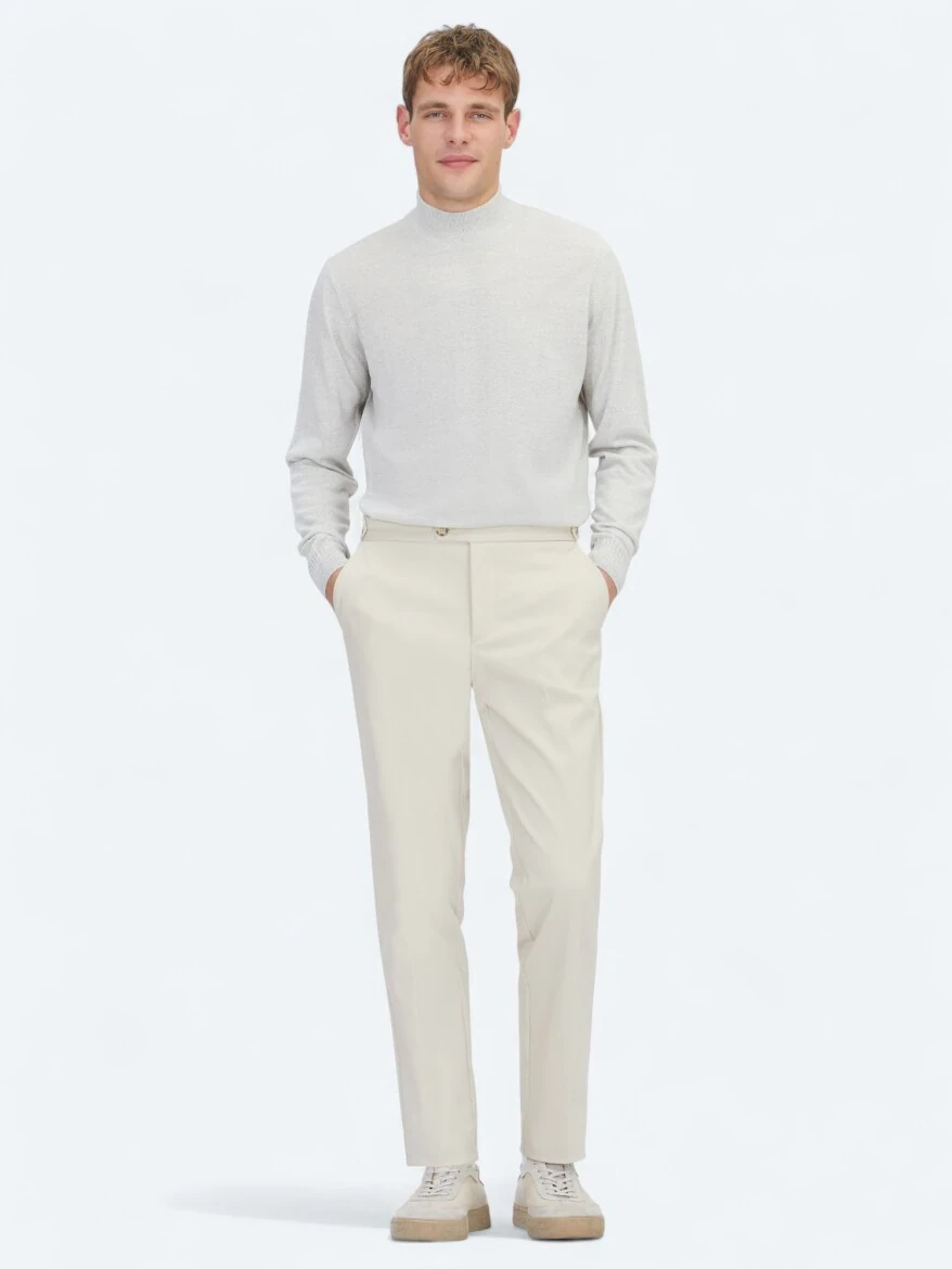 Bej Dokuma Regular Fit Smart Casual Pamuk Karışımlı Pantolon - 1