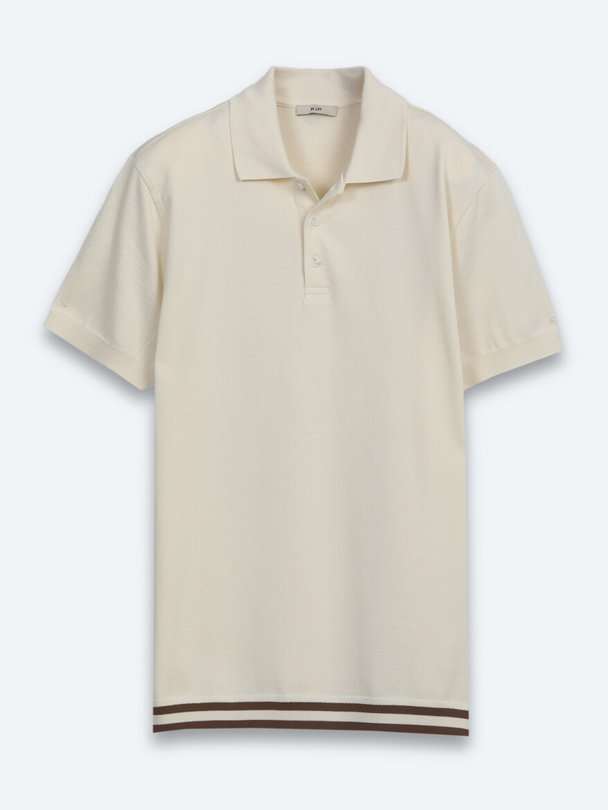 Bej Düz %100 Pamuk T-Shirt - 6