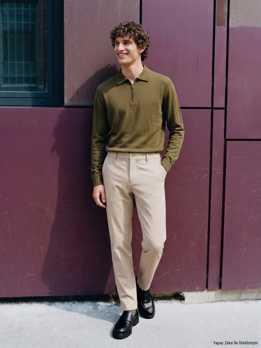 Bej Düz Dokuma Jogging Fit Casual Pamuk Karışımlı Pantolon - KİP