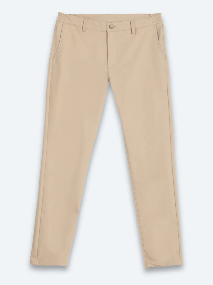 Bej Düz Dokuma Jogging Fit Casual Pamuk Karışımlı Pantolon - 7