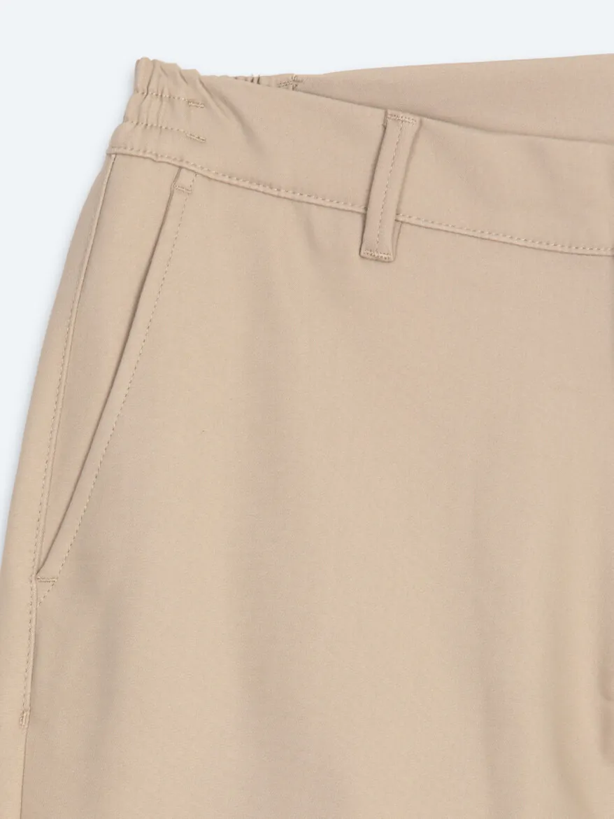 Bej Düz Dokuma Jogging Fit Casual Pamuk Karışımlı Pantolon - 8
