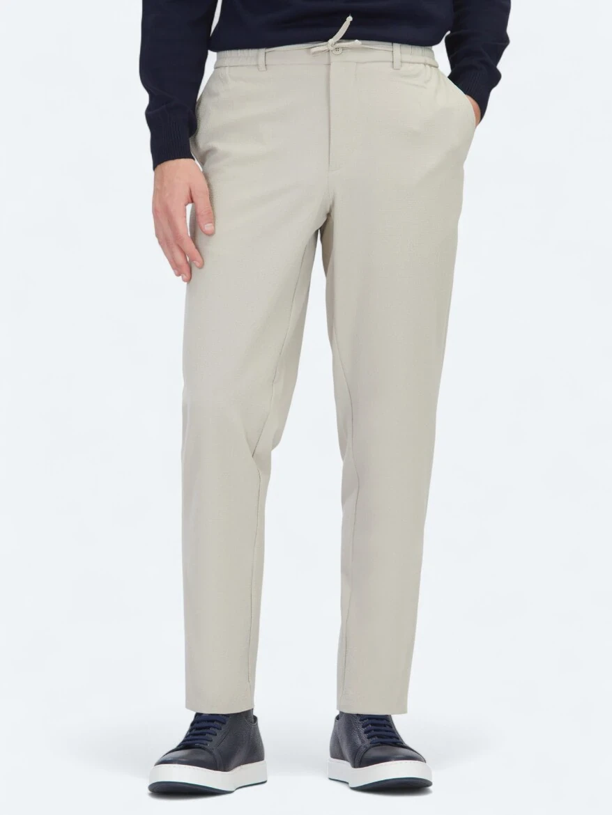 Bej Düz Dokuma Jogging Fit Casual Pantolon - KİP