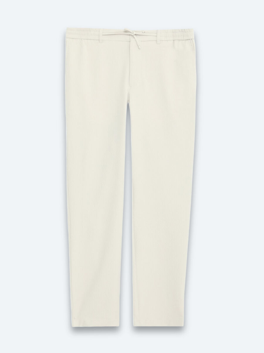 Bej Düz Dokuma Jogging Fit Casual Pantolon - 6
