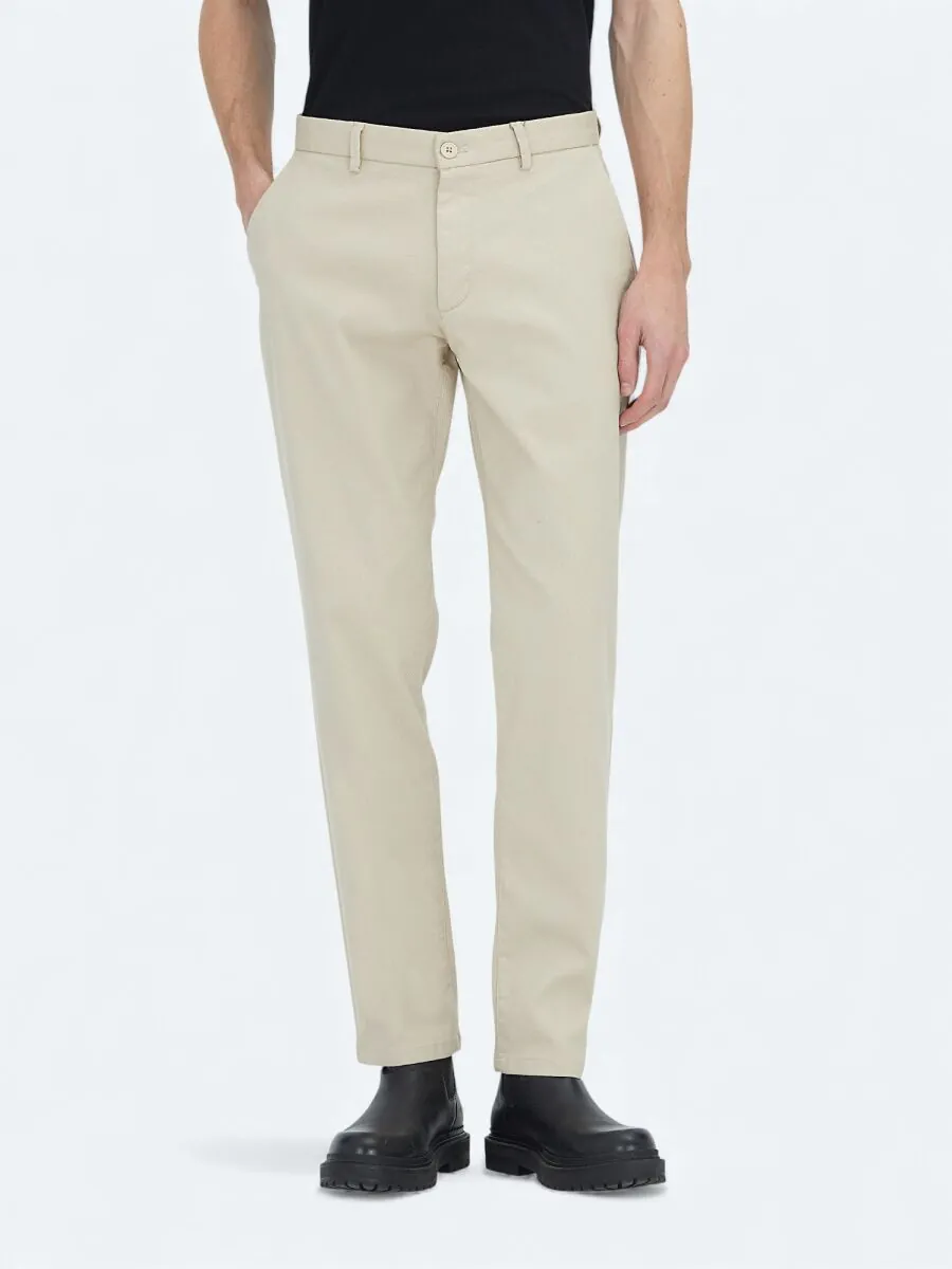 Bej Düz Dokuma Regular Fit Casual Pamuk Karışımlı Pantolon - 2