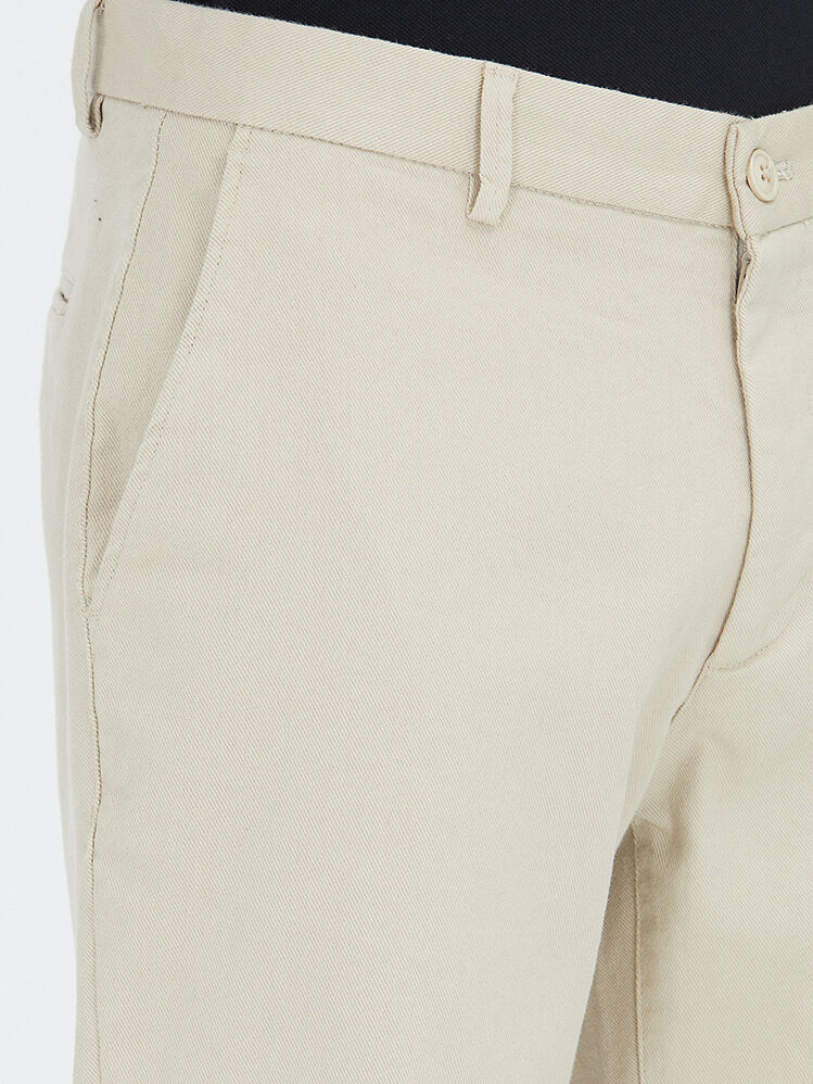 Bej Düz Dokuma Regular Fit Casual Pamuk Karışımlı Pantolon - 3