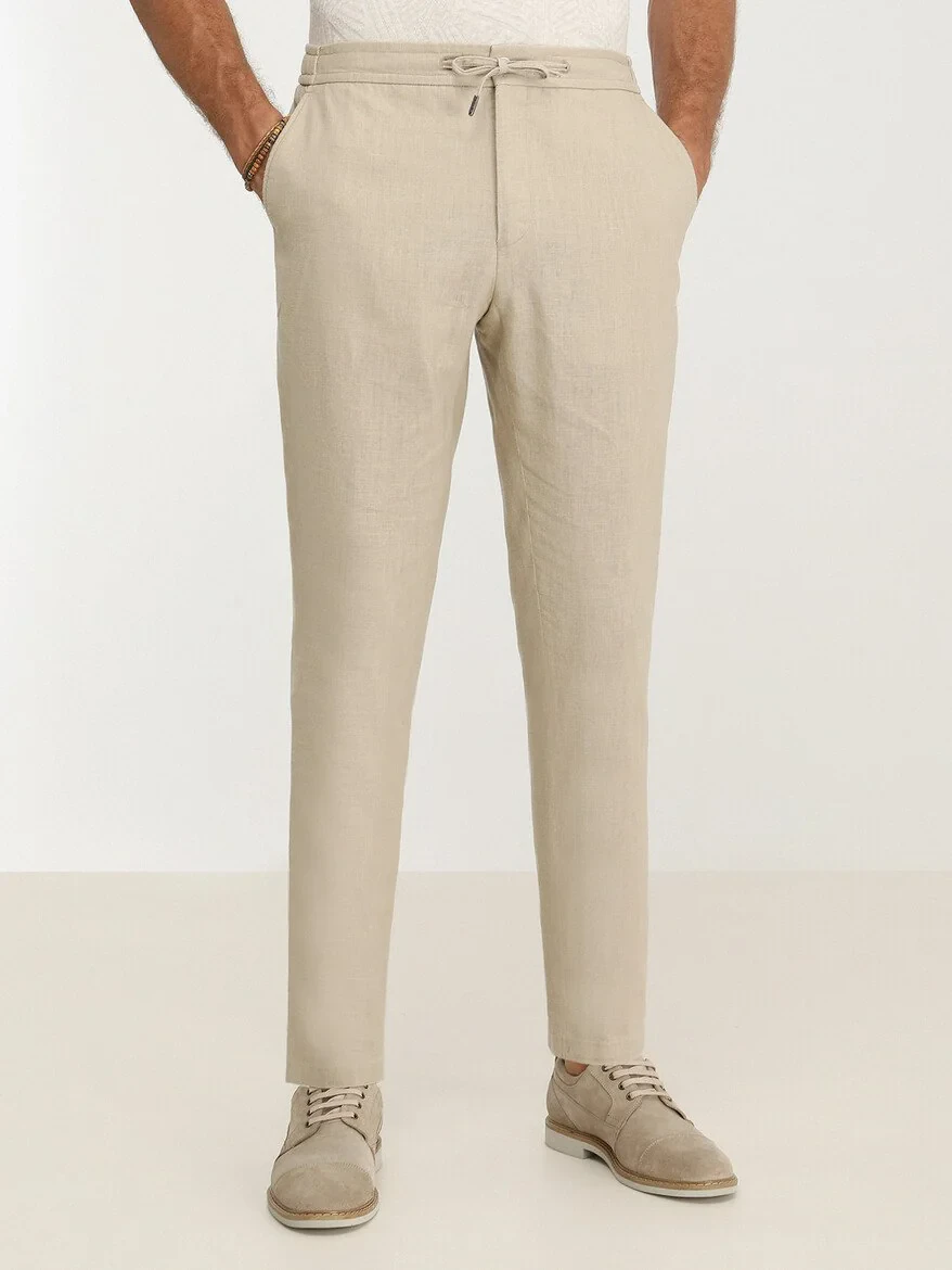 Bej Düz Modern Fit Takım Elbise - 7