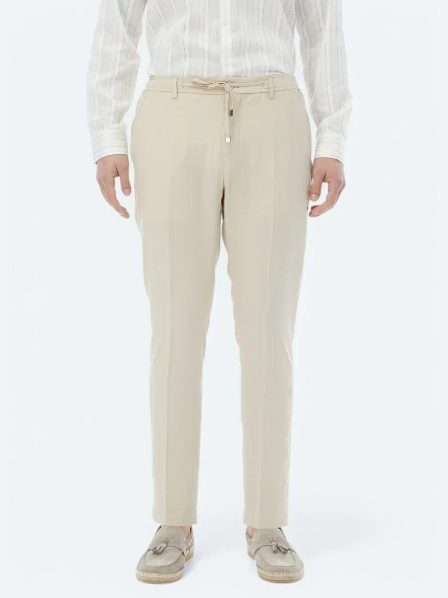 Bej Düz Modern Fit Takım Elbise - 14
