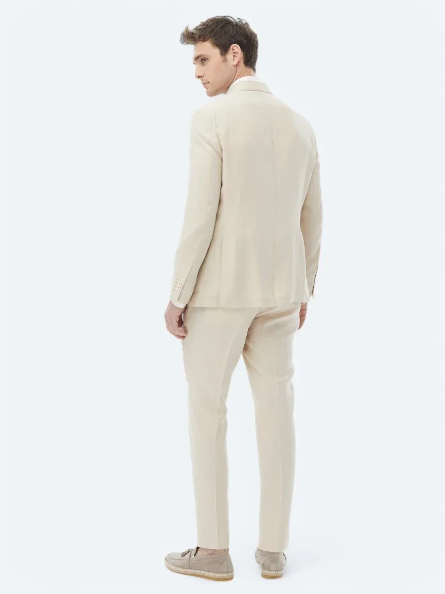Bej Düz Modern Fit Takım Elbise - 22