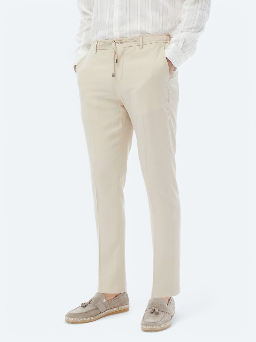 Bej Düz Modern Fit Takım Elbise - 7