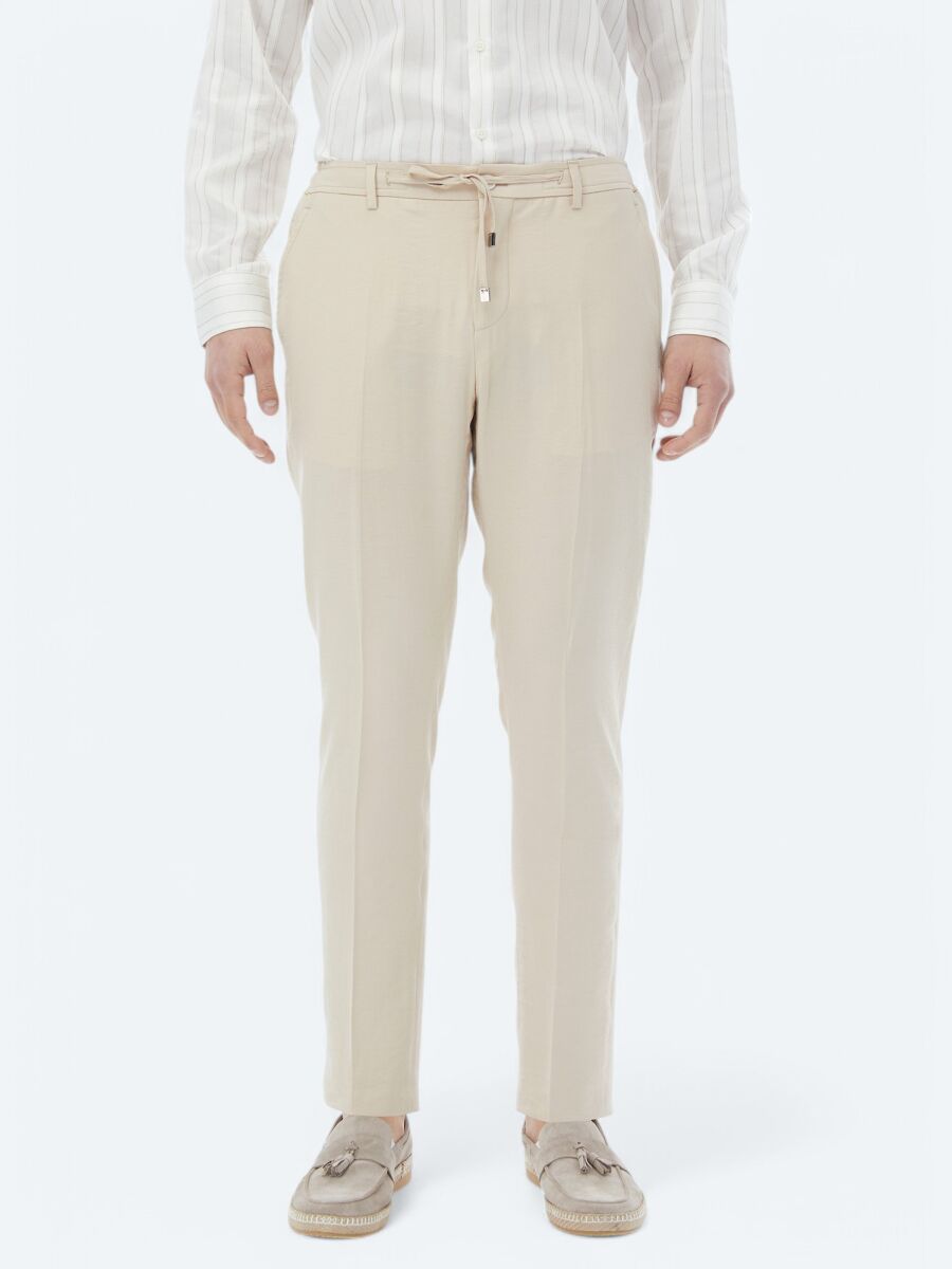 Bej Düz Modern Fit Takım Elbise - 8