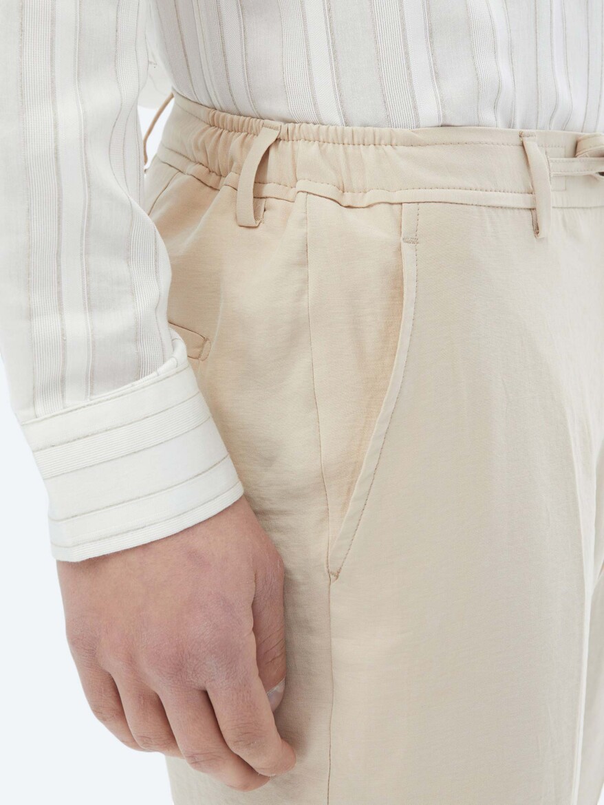 Bej Düz Modern Fit Takım Elbise - 9