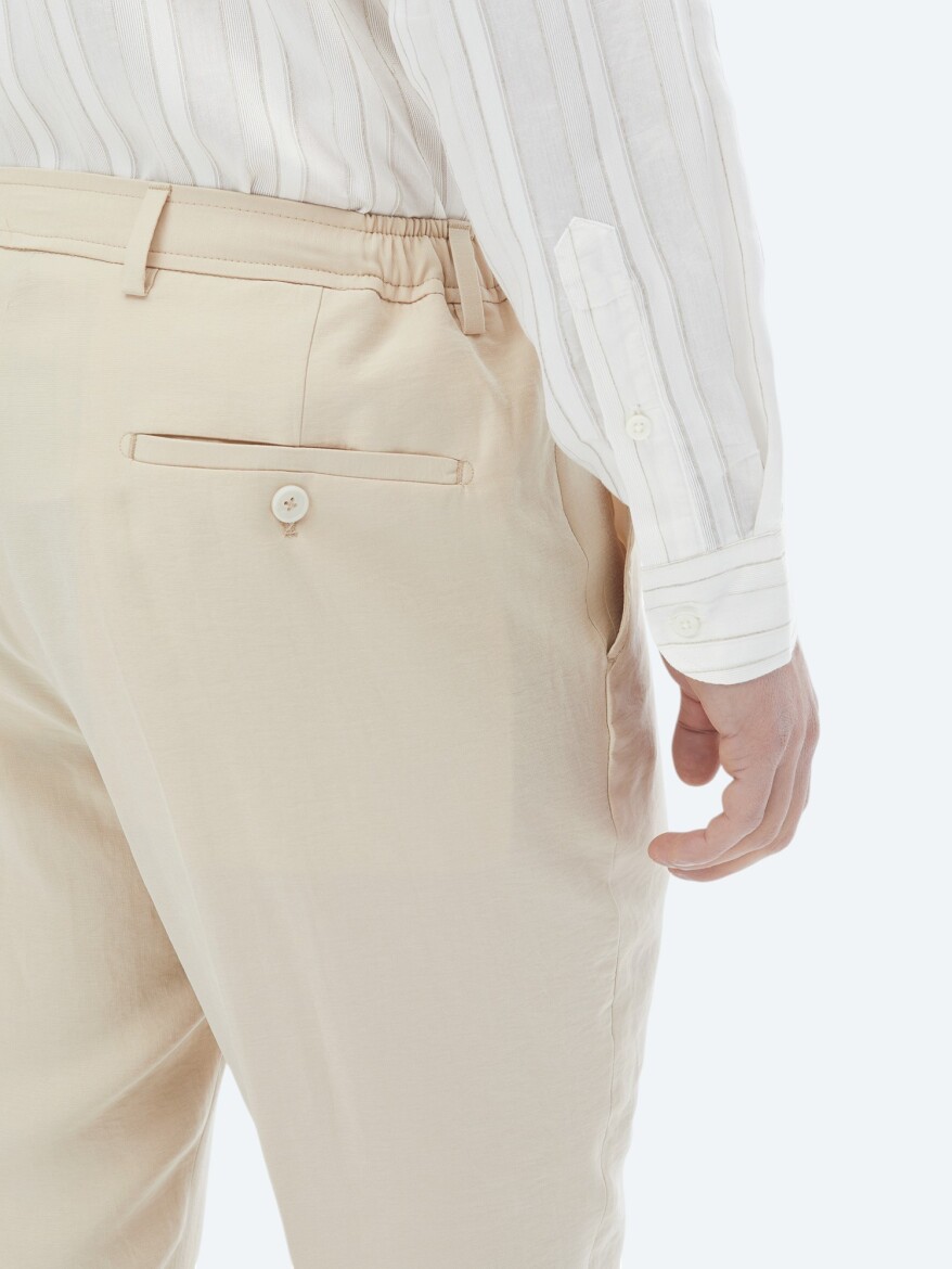 Bej Düz Modern Fit Takım Elbise - 12